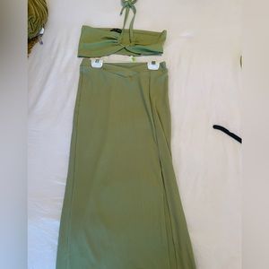 Green shein two piece set